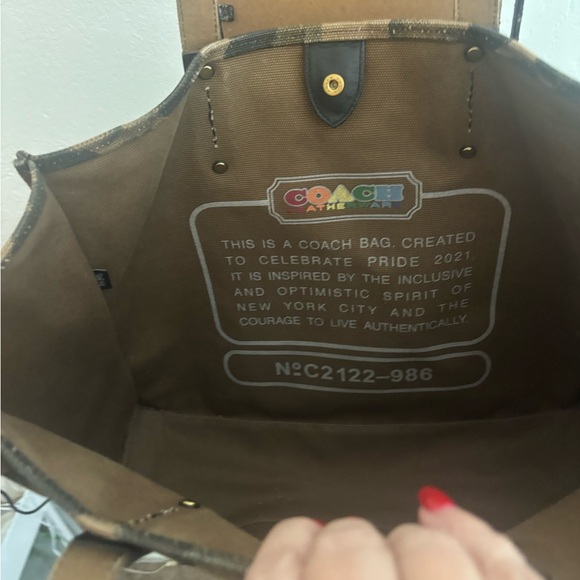 Coach Tan Leopard Print Tote with Colorful Dinosaur - Picture 4 of 6